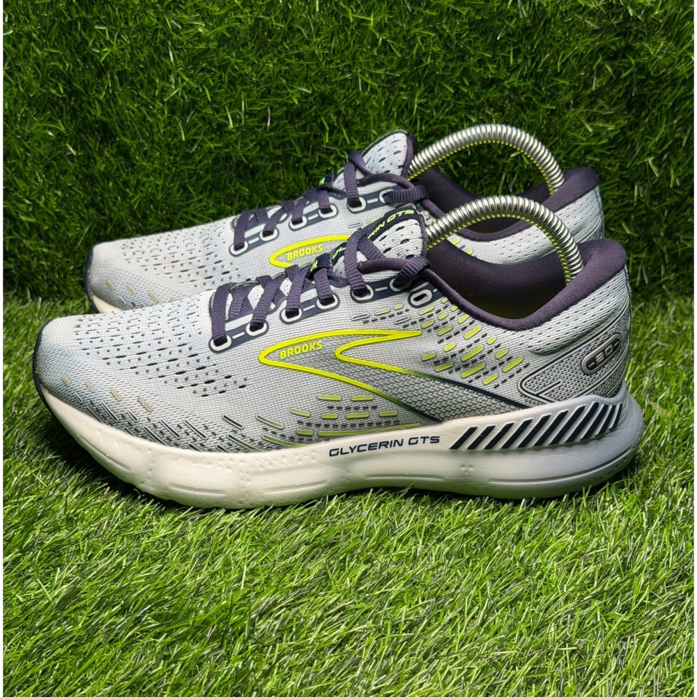 Brooks Glycerin GTS 20 Womens 8.5 Grey Purple Lime Running Shoes 1203701B416